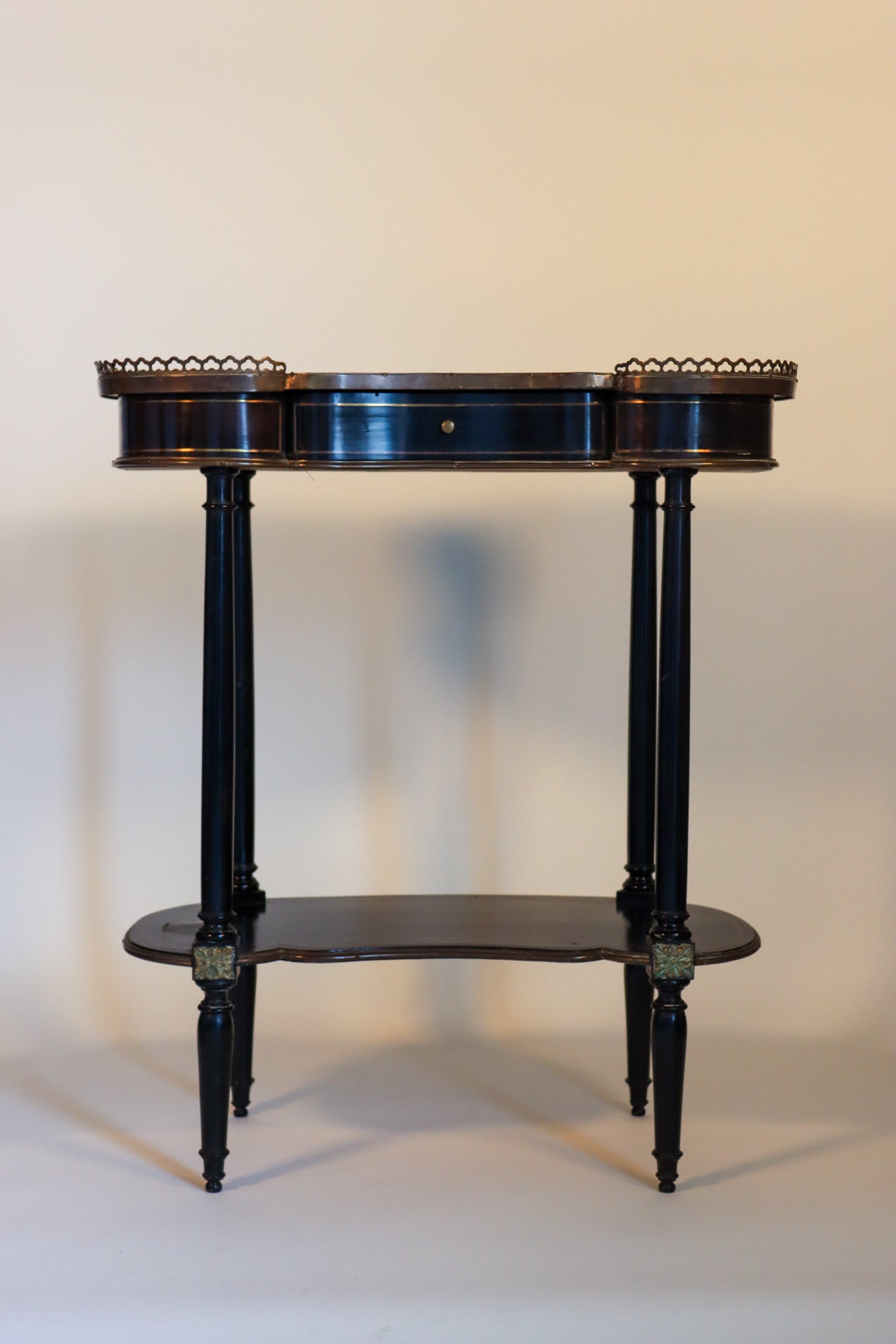 010 | Louis XVI Style Gilt-Metal and Ebonized Side Table