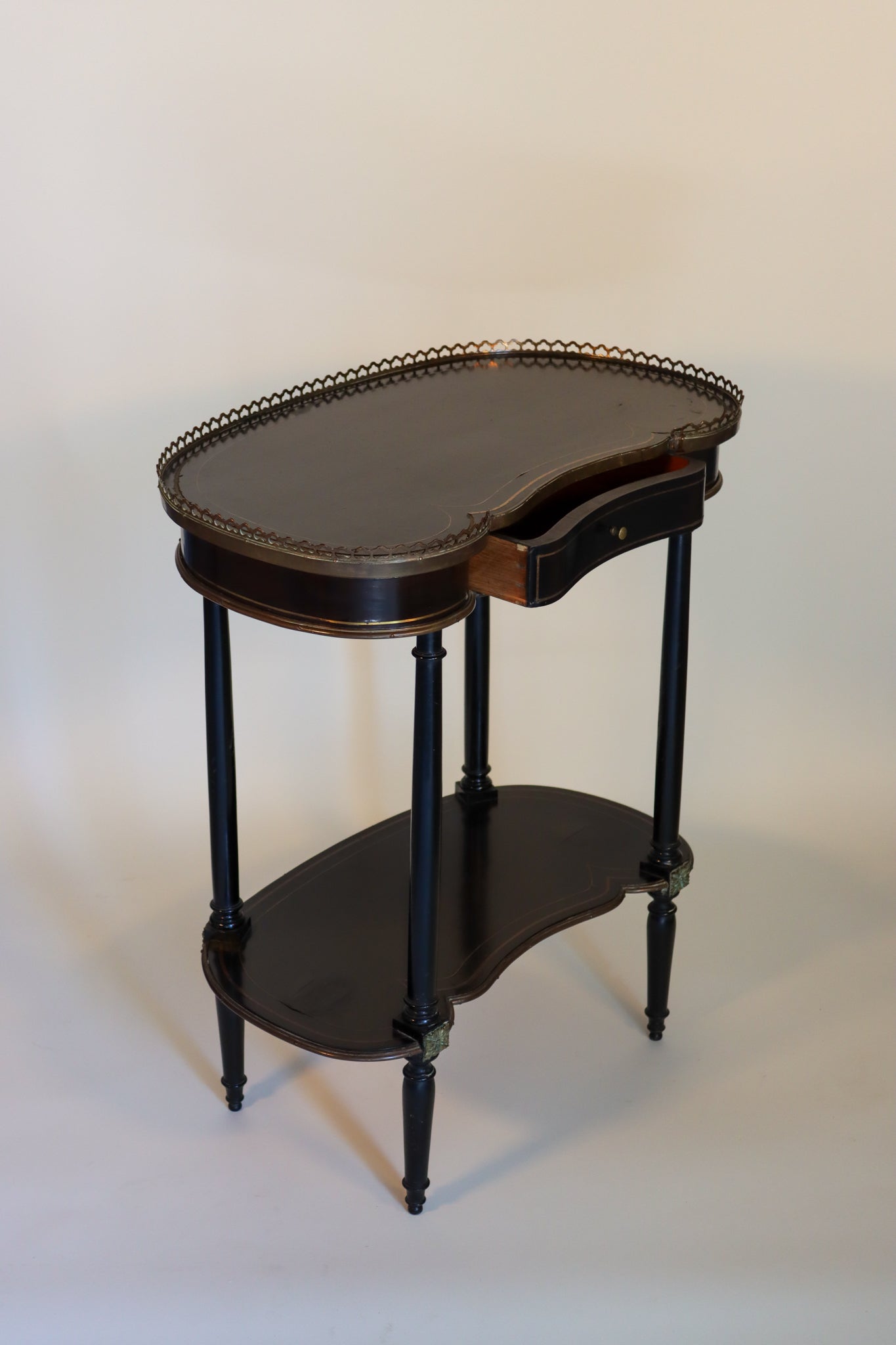 010 | Louis XVI Style Gilt-Metal and Ebonized Side Table