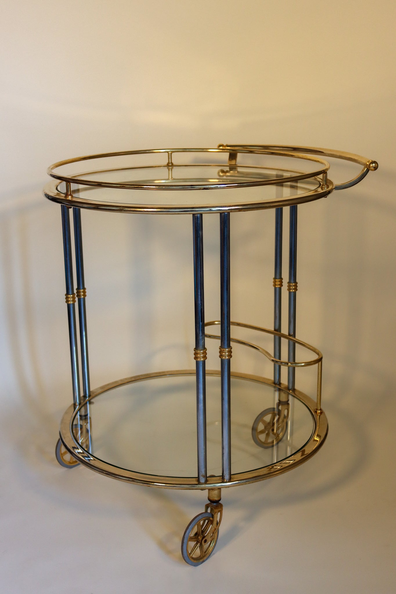 003 | Italian Chrome, Brass, and Glass Bar Cart
