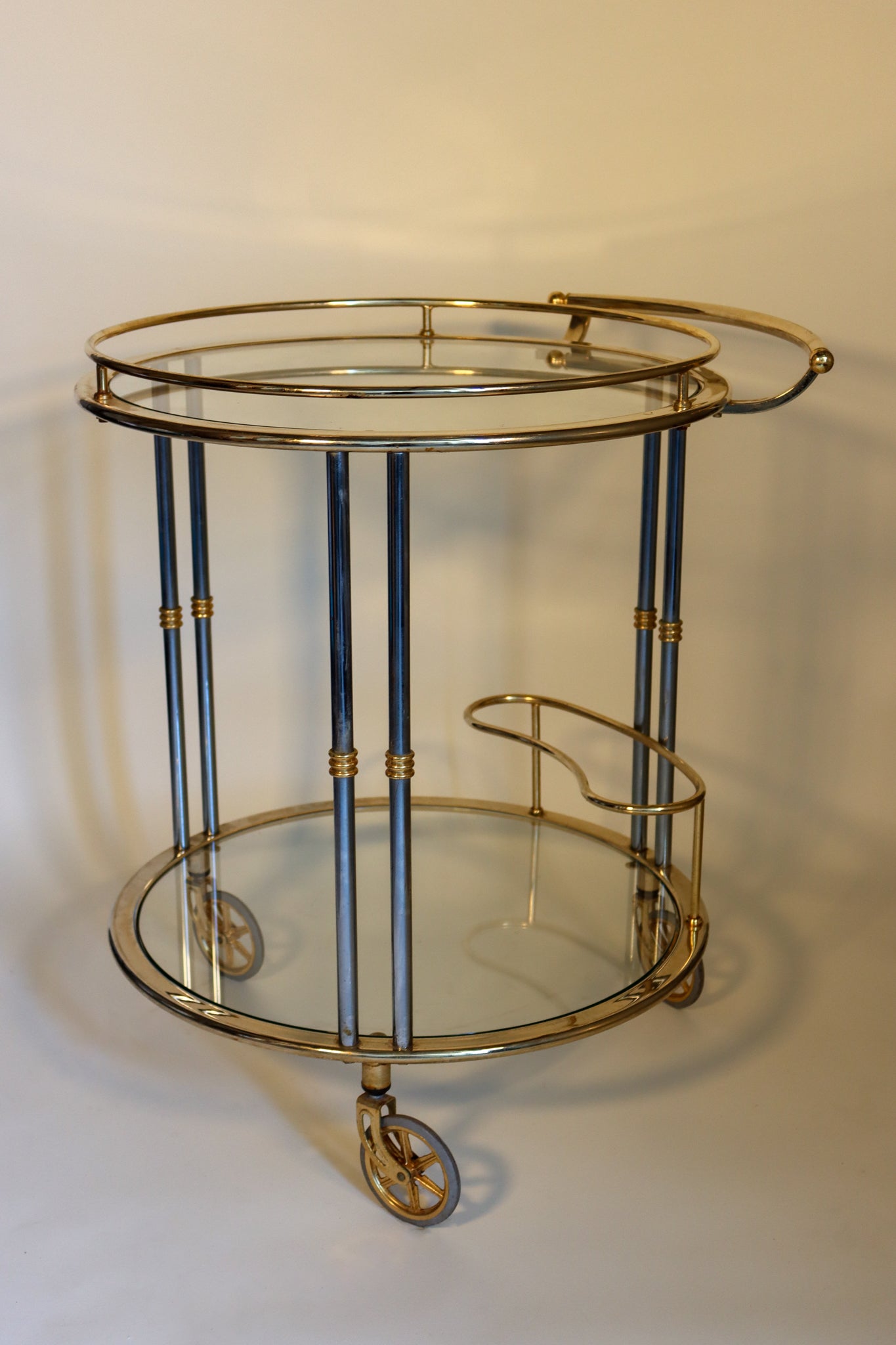 003 | Italian Chrome, Brass, and Glass Bar Cart