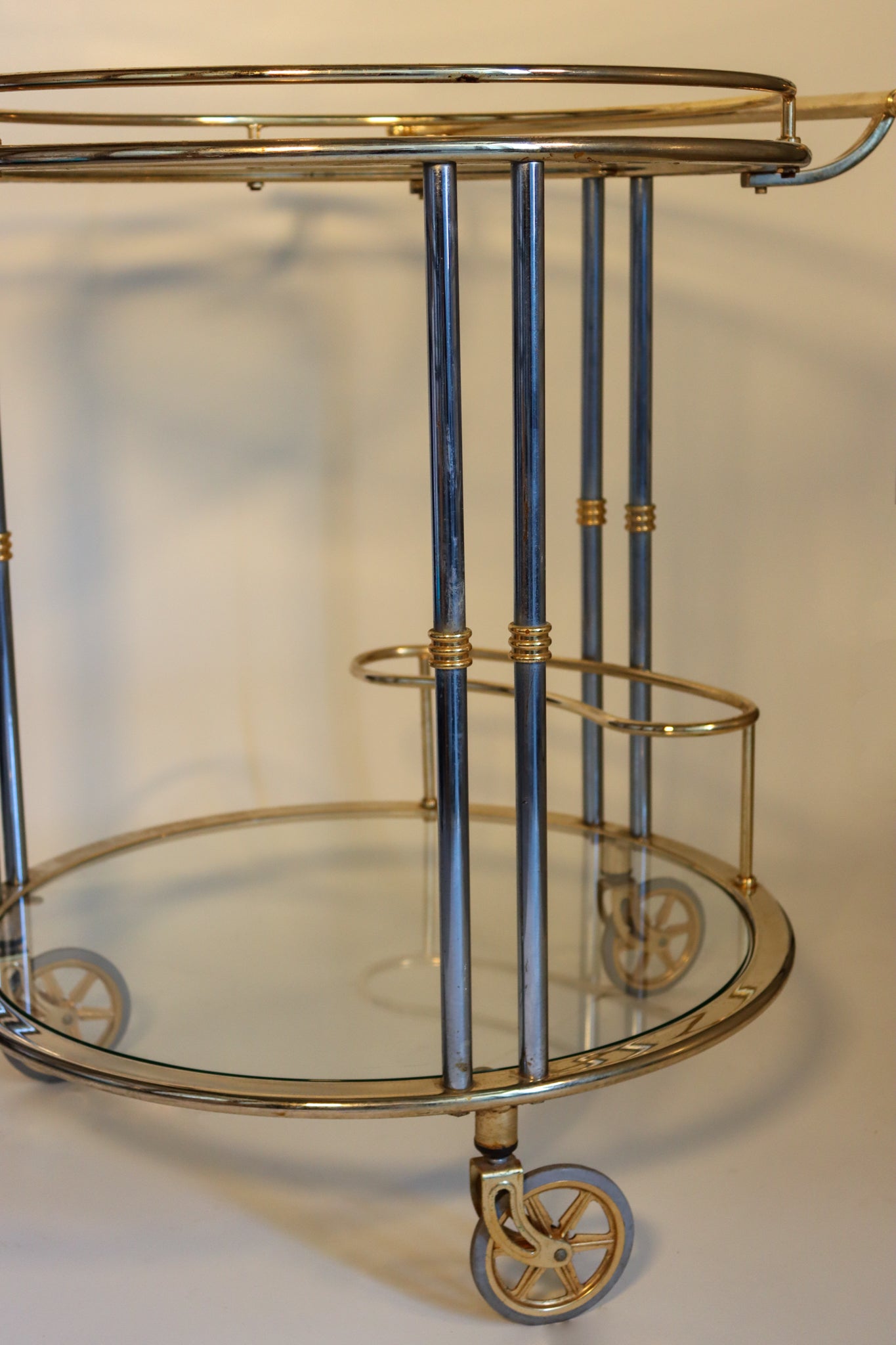 003 | Italian Chrome, Brass, and Glass Bar Cart