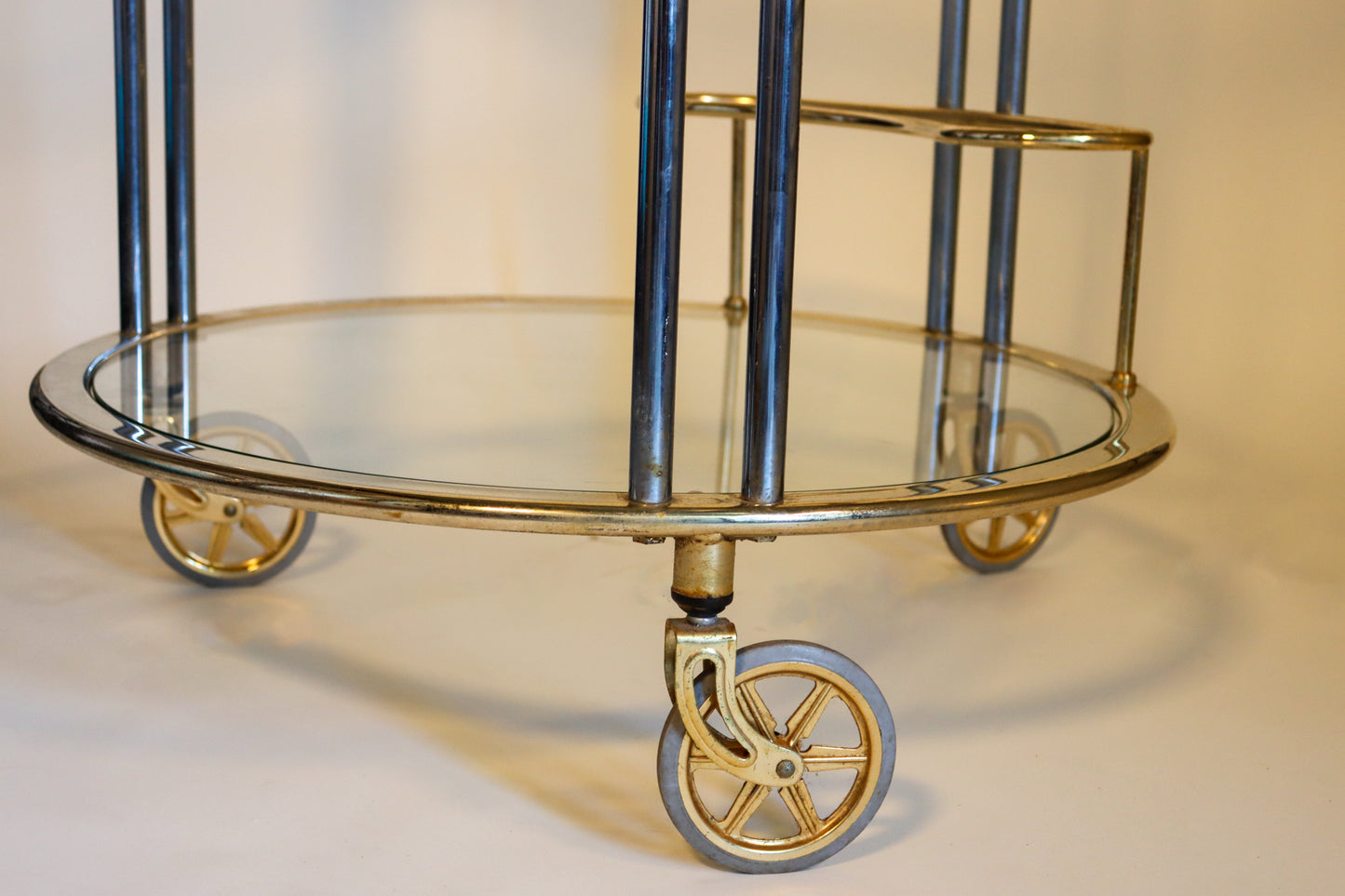003 | Italian Chrome, Brass, and Glass Bar Cart