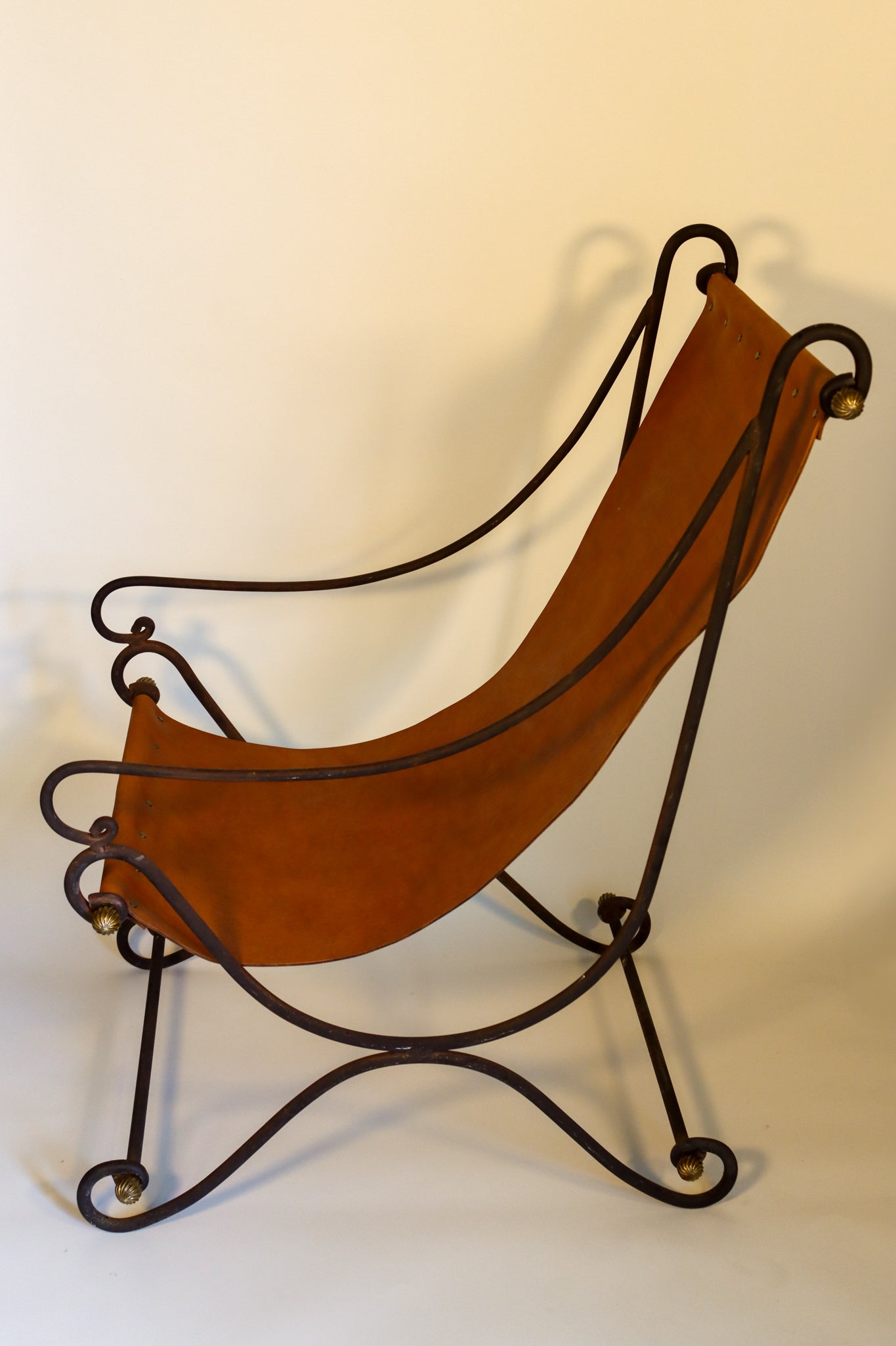 007 | Pair of Wrought Iron and Leather Sling Chairs