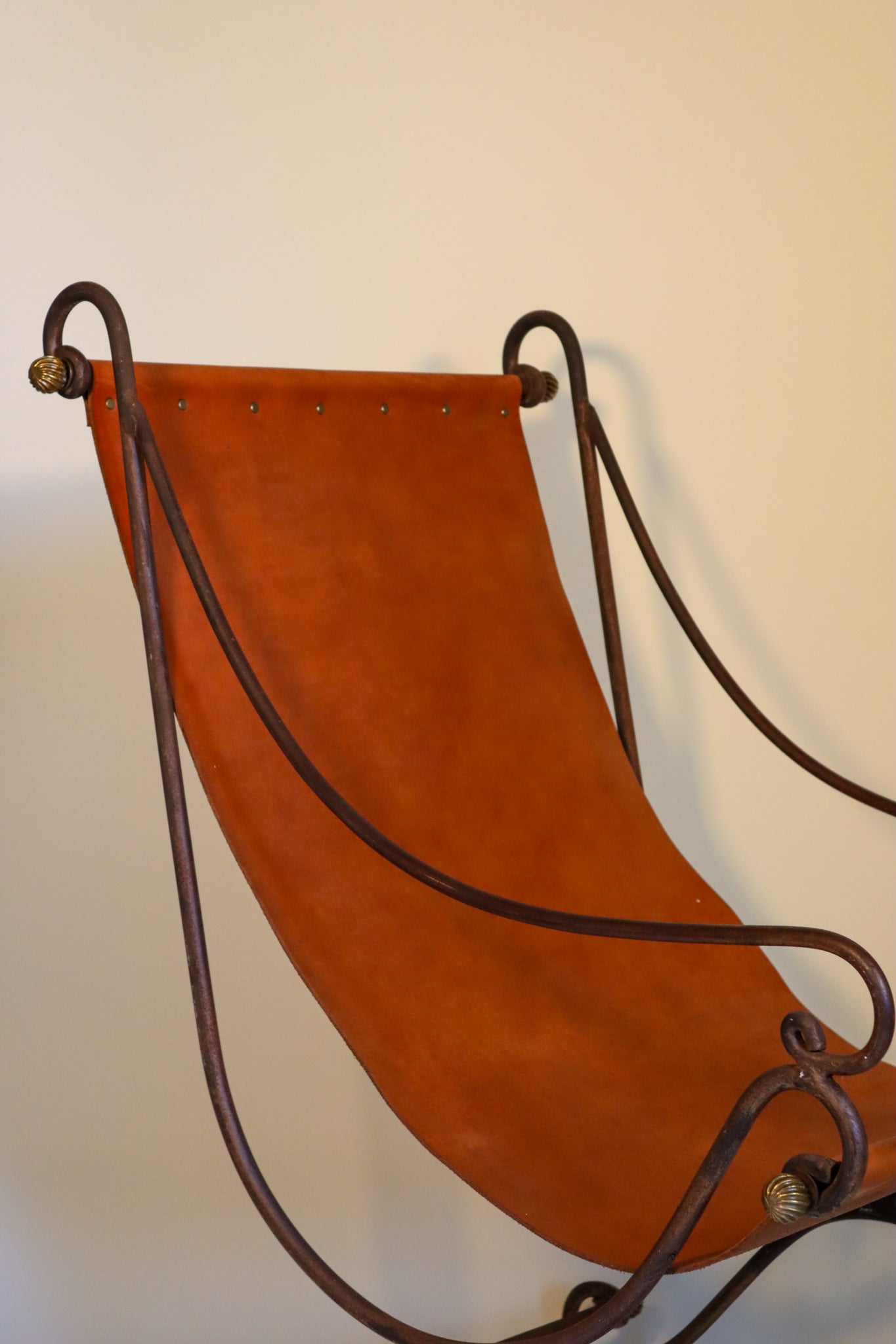 007 | Pair of Wrought Iron and Leather Sling Chairs