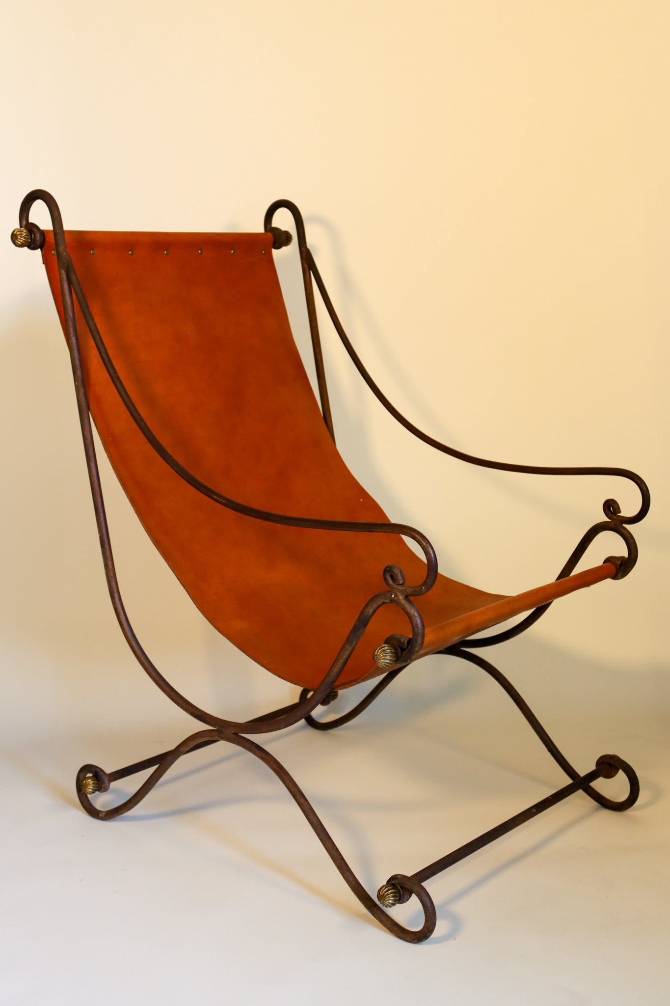 007 | Pair of Wrought Iron and Leather Sling Chairs