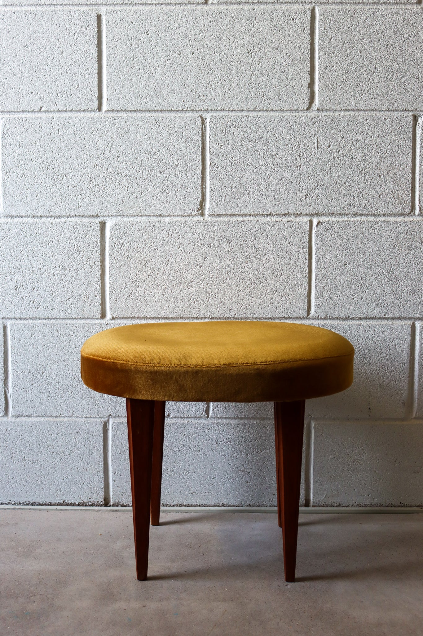 005 | Italian Teak and Velvet Stool