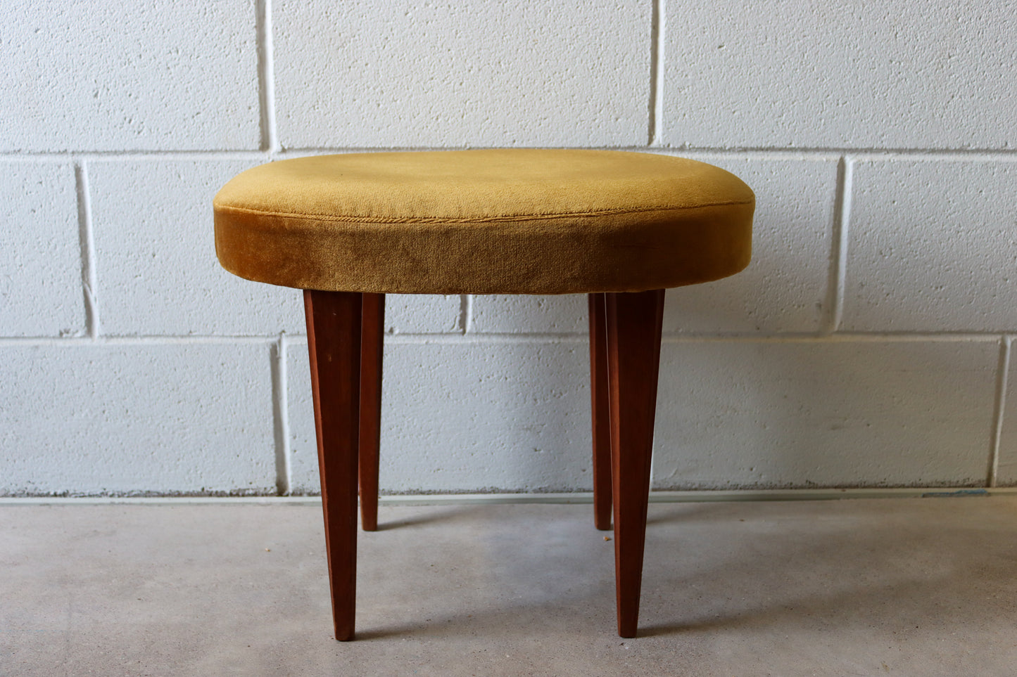 005 | Italian Teak and Velvet Stool