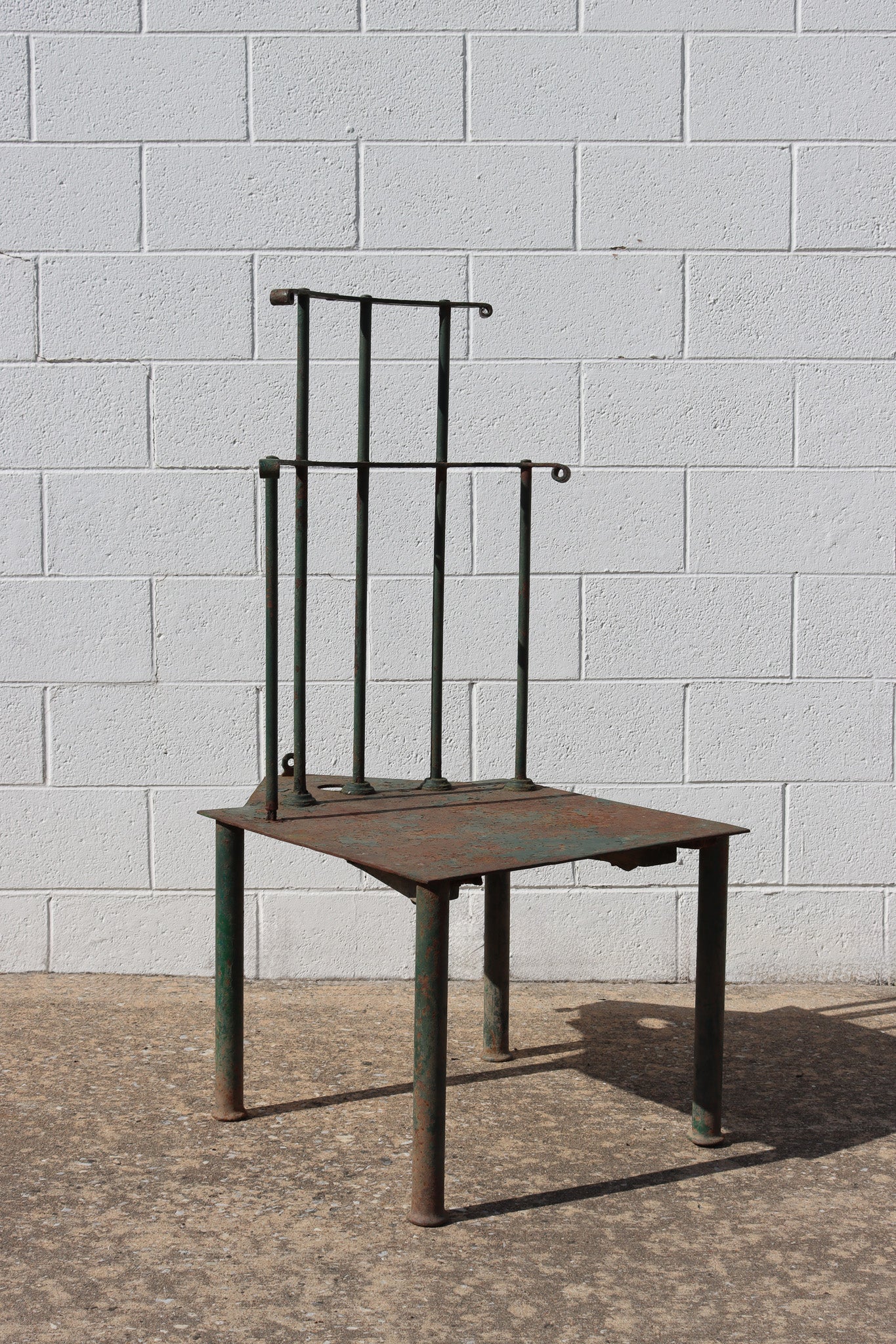 004 | Matched Pair of French Post-Modern Green-Painted Metal "Windsor" Chairs