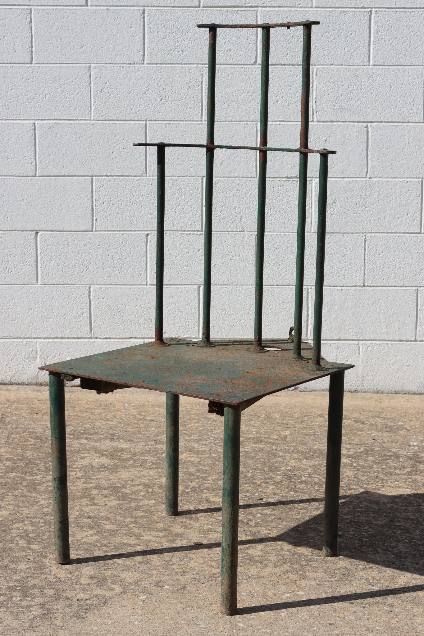 004 | Matched Pair of French Post-Modern Green-Painted Metal "Windsor" Chairs