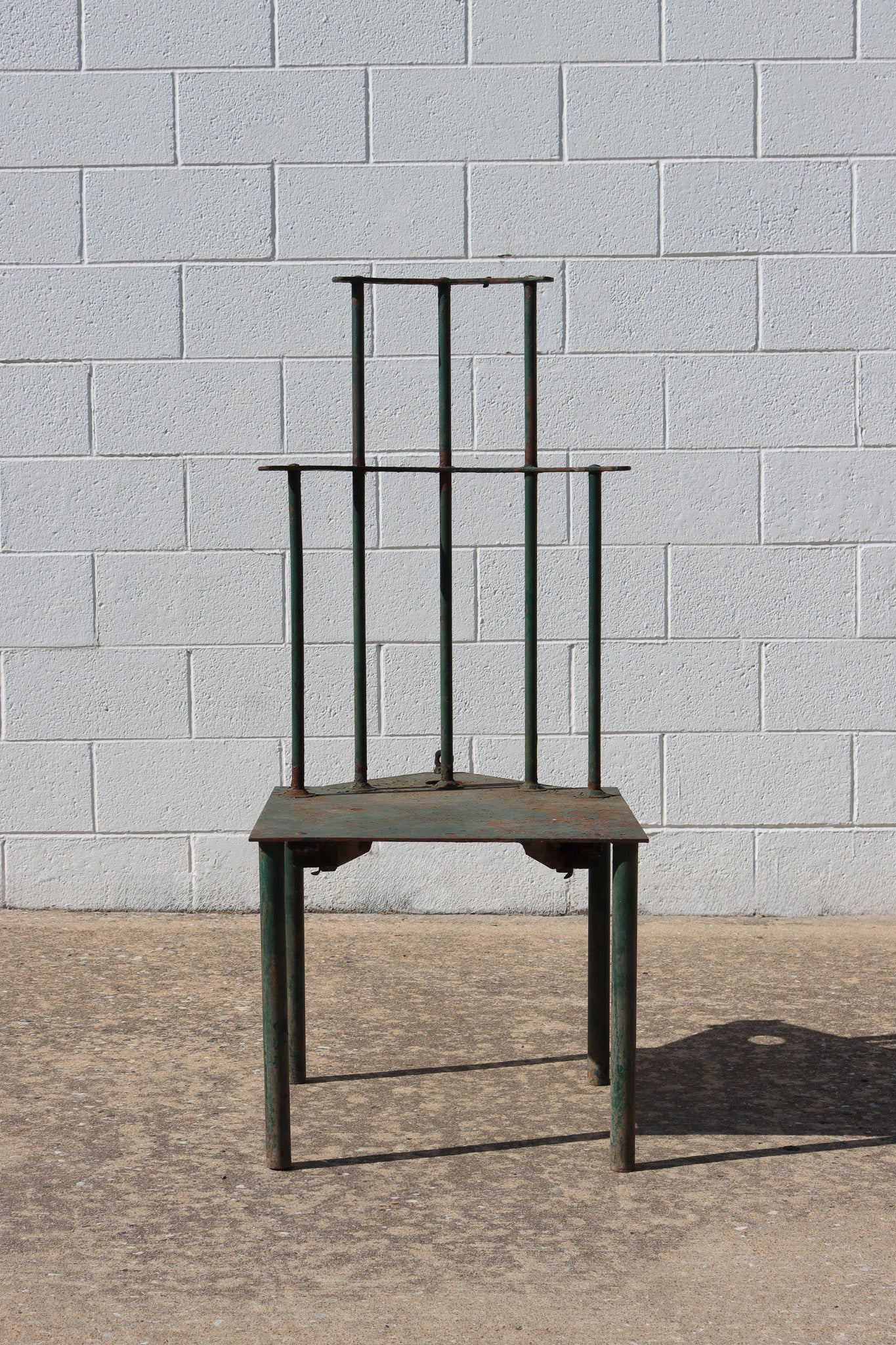004 | Matched Pair of French Post-Modern Green-Painted Metal "Windsor" Chairs